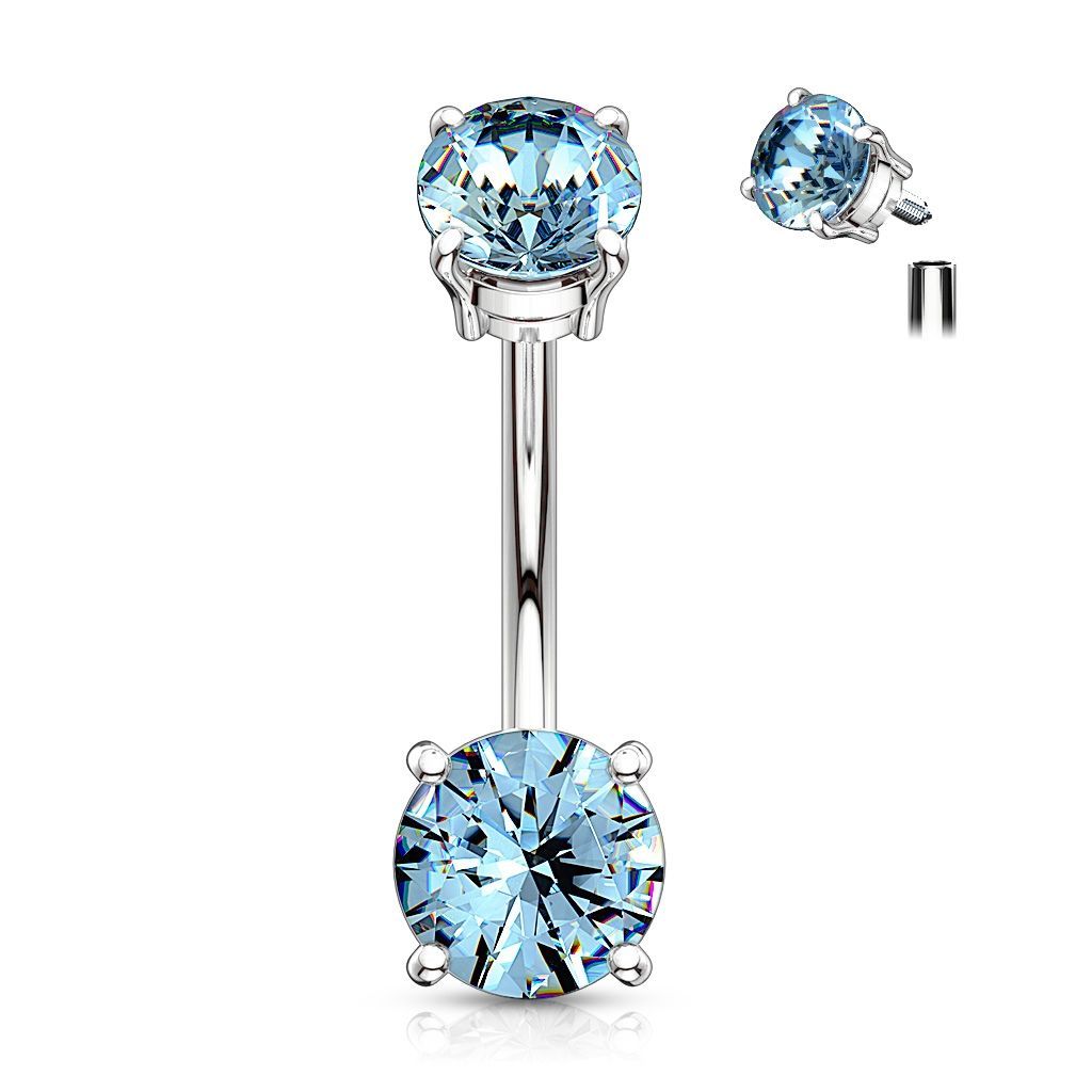 Levně Piercing do pupíku s kamínky (tyrkysová) - WP01318-Q