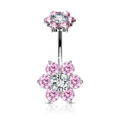 Piercing do pupíku kytička (růžová)