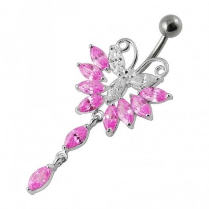 Piercing do pupíku - motýlek (růžová)