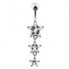 Stříbrný piercing do pupíku - hvězdy (čirá)