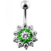 Stříbrný piercing do pupíku - kytička (čirá/růžová)