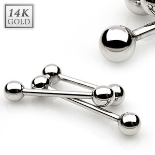 Zlatý piercing do jazyka, tyčka 1,6 mm - Au 585/1000 (1,6 x 16 mm) - ZL01105-1616-WG