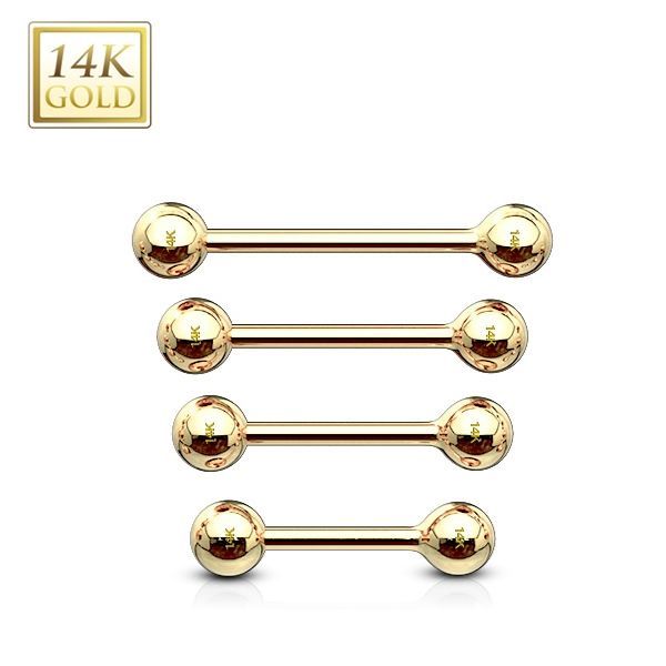 S4U Zlatý piercing činka, tyčka 1,2 mm - Au 585/1000 (0,42 g, 3 mm, 1,2 x 6 mm) - ZL01105-1206-YG
