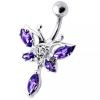 Stříbrný piercing do pupíku - motýl (růžová)