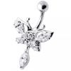 Stříbrný piercing do pupíku - motýl (růžová)