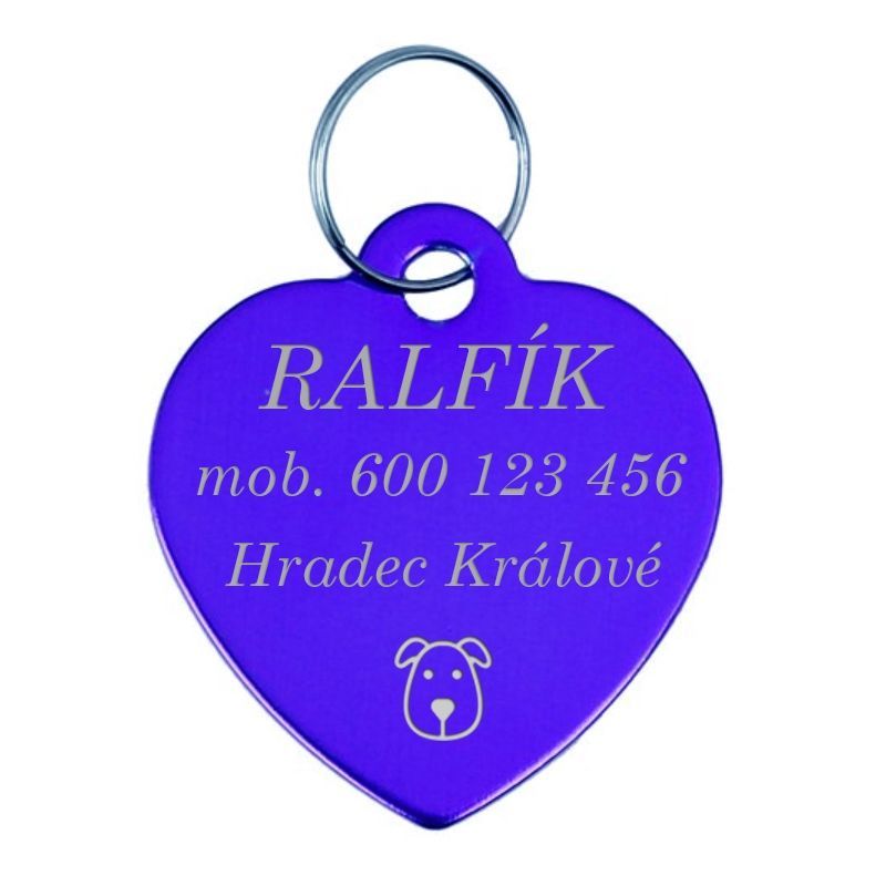 Levně S4U Hliníková psí známka srdce (tmavě modrá) - PZ002-DB