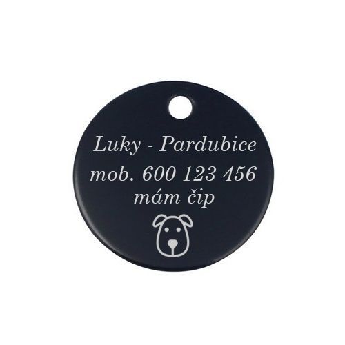 Levně S4U Hliníková psí známka kulatá (černá) - PZ004-K