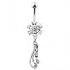 Stříbrný piercing do pupíku - kytička (čirá)