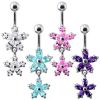 Stříbrný piercing do pupíku - kytičky (čirá)