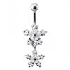 Stříbrný piercing do pupíku - kytičky (čirá)