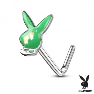 Zahnutý piercing do nosu - Playboy (zelená)