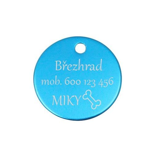 Levně S4U Hliníková psí známka kulatá 30 mm (světle modrá) - PZ013-LB