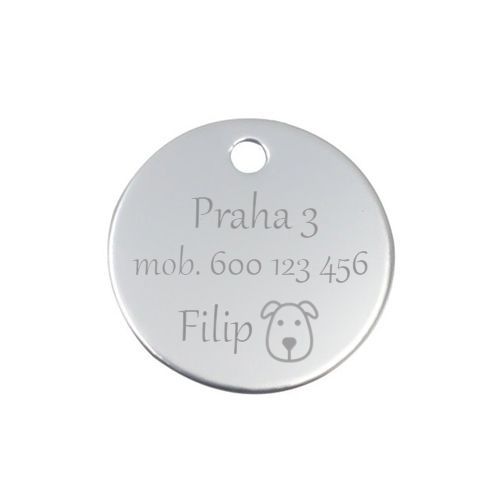 Levně S4U Hliníková psí známka kulatá 30 mm (stříbrná) - PZ013-SI