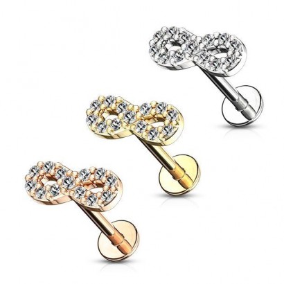 Piercing do brady - ležatá osmička 1,2 x 8 mm (žluté zlato)