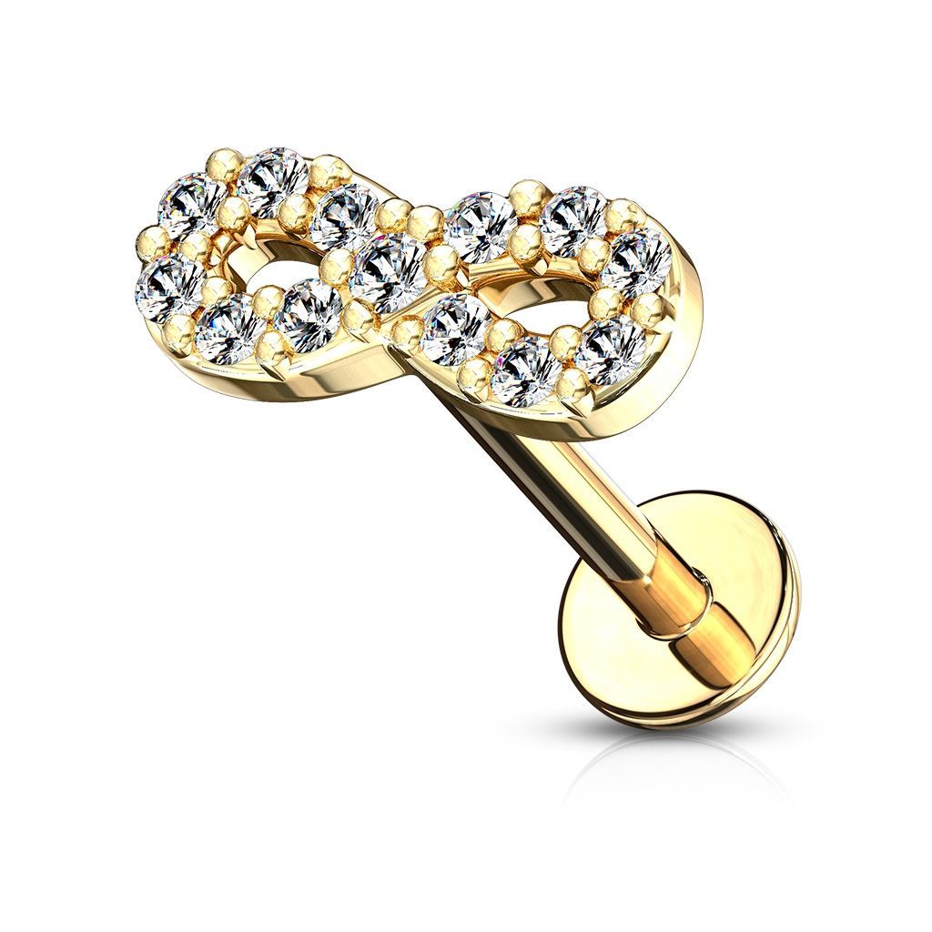 Levně S4U Piercing do brady - ležatá osmička 1,2 x 8 mm (žluté zlato) - LB1083-1208-GDC