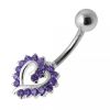 Stříbrný piercing do pupíku srdíčko (tmavě fialová)