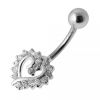 Stříbrný piercing do pupíku srdíčko (tmavě fialová)