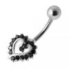 Stříbrný piercing do pupíku srdíčko (tmavě fialová)