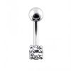 Stříbrný piercing do pupíku, zirkon (černá, 1,30 g, 1,6 x 10 mm)