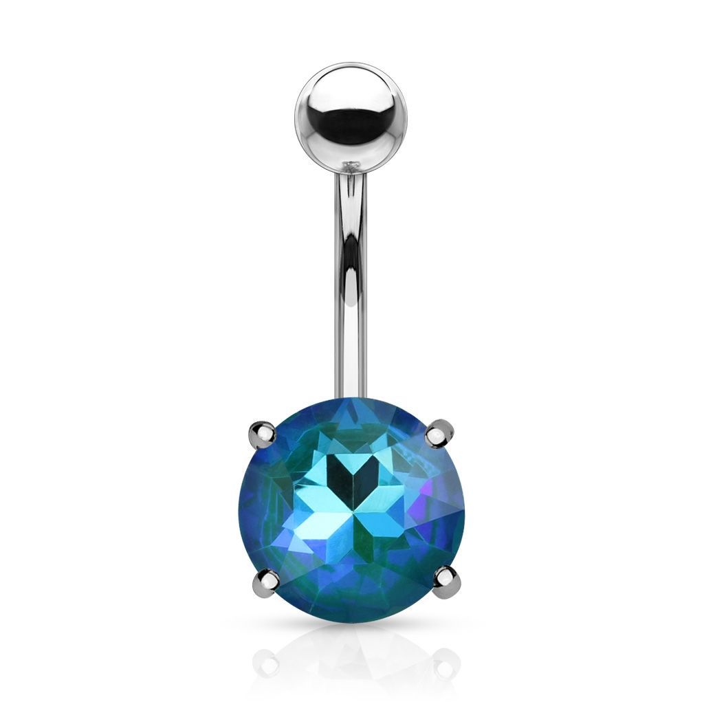 Levně Piercing do pupíku, kulatý kámen (tyrkysová, 1,6 x 10 mm)