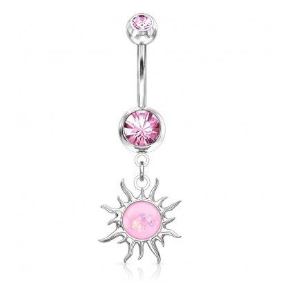 Visací piercing do pupíku sluníčko (růžová)