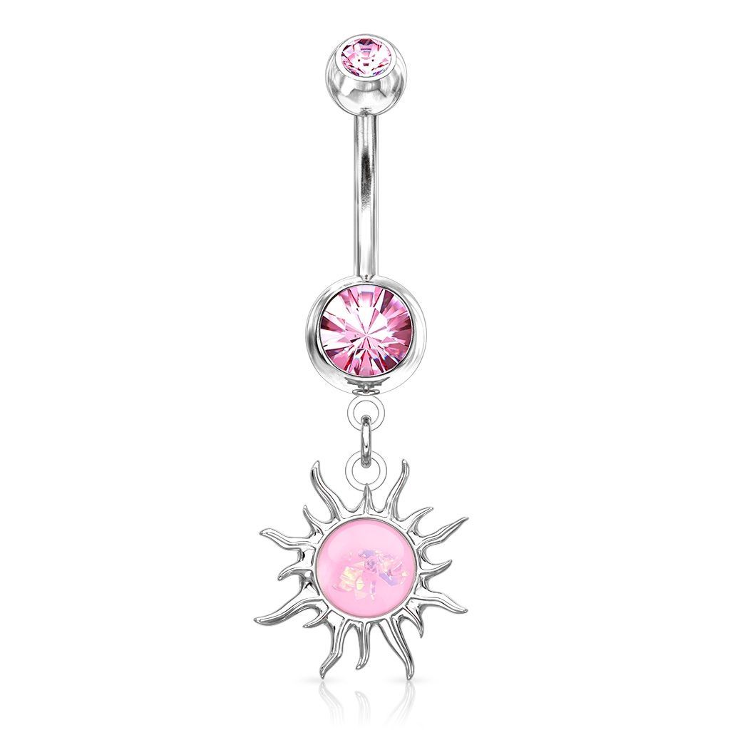 S4U Visací piercing do pupíku sluníčko (růžová) - WP01337-P