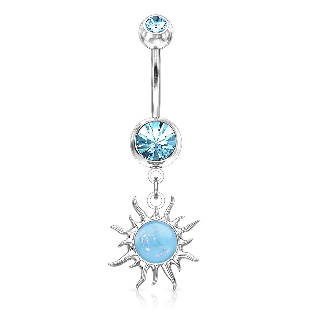 S4U Visací piercing do pupíku sluníčko (tyrkysová) - WP01337-Q