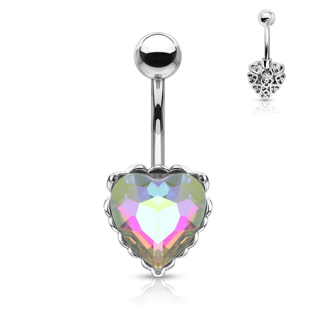 Piercing do pupíku srdíčko (duhová) - WP01339-AB