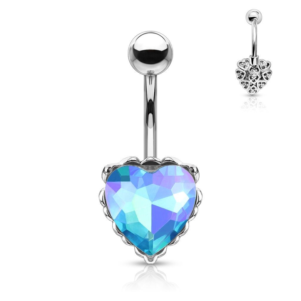Piercing do pupíku srdíčko (tyrkysová) - WP01339-Q