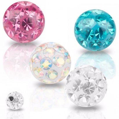 Náhradní kulička s krystaly Swarovski®, 6 mm, závit 1,6 mm (tyrkysová)