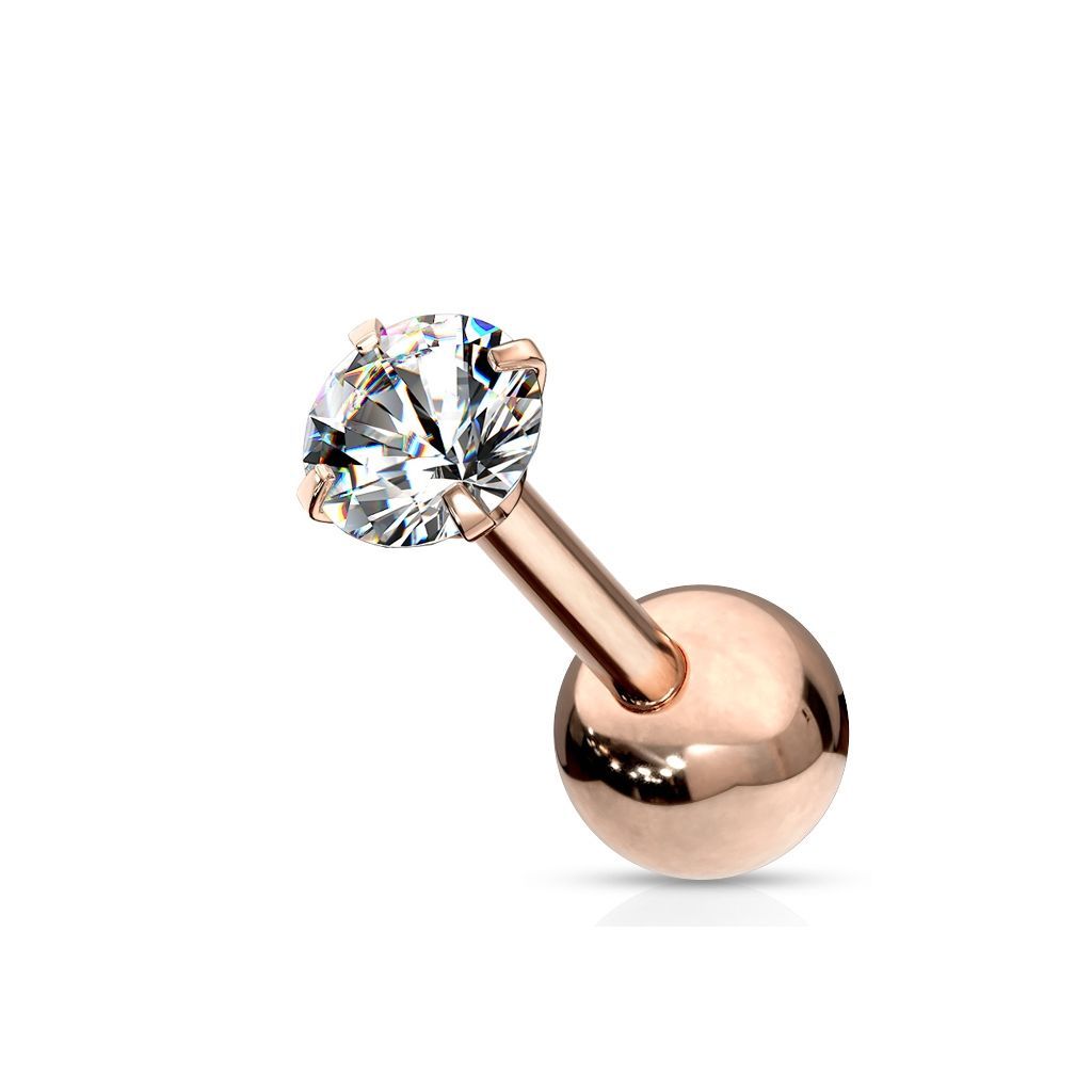 Zlacený cartilage piercing do ucha, čirý kámen (2 mm) - CP1049-02