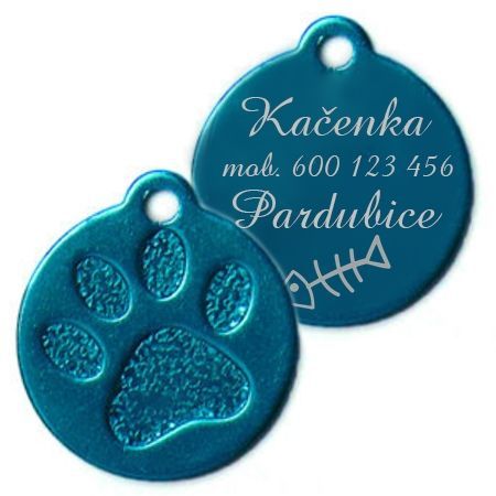 Levně S4U Hliníková psí známka tlapka malá (světle modrá) - PZ014-LB