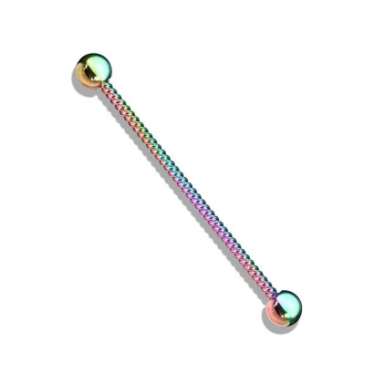 Industrial piercing 1,6 x 38 mm (duhová)