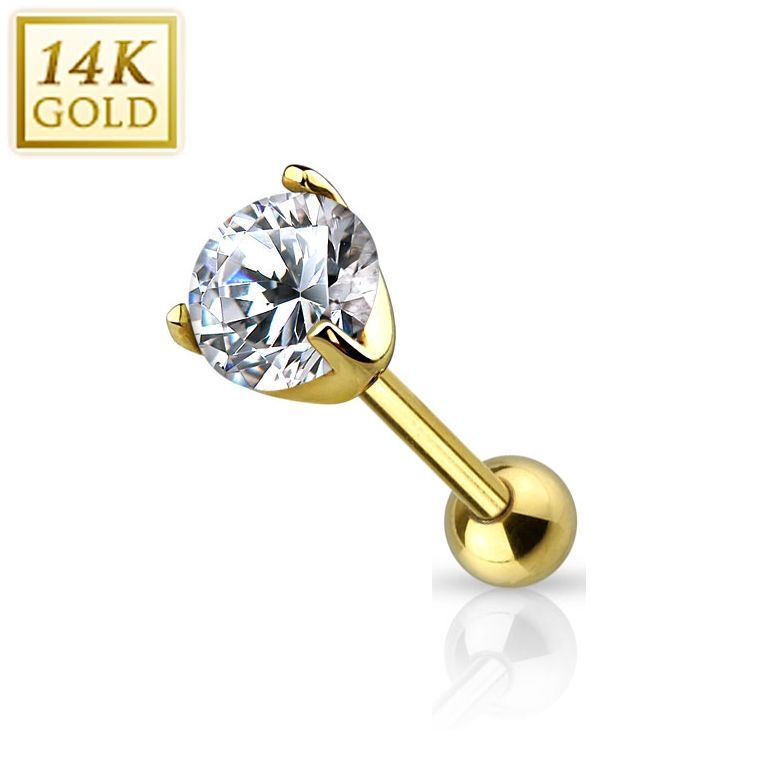 Levně Zlatý cartilage piercing do ucha (4 mm, 0,45 g) - ZL01213-04-YG