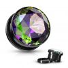Ocelový plug s duhovým kamenem (22 mm)