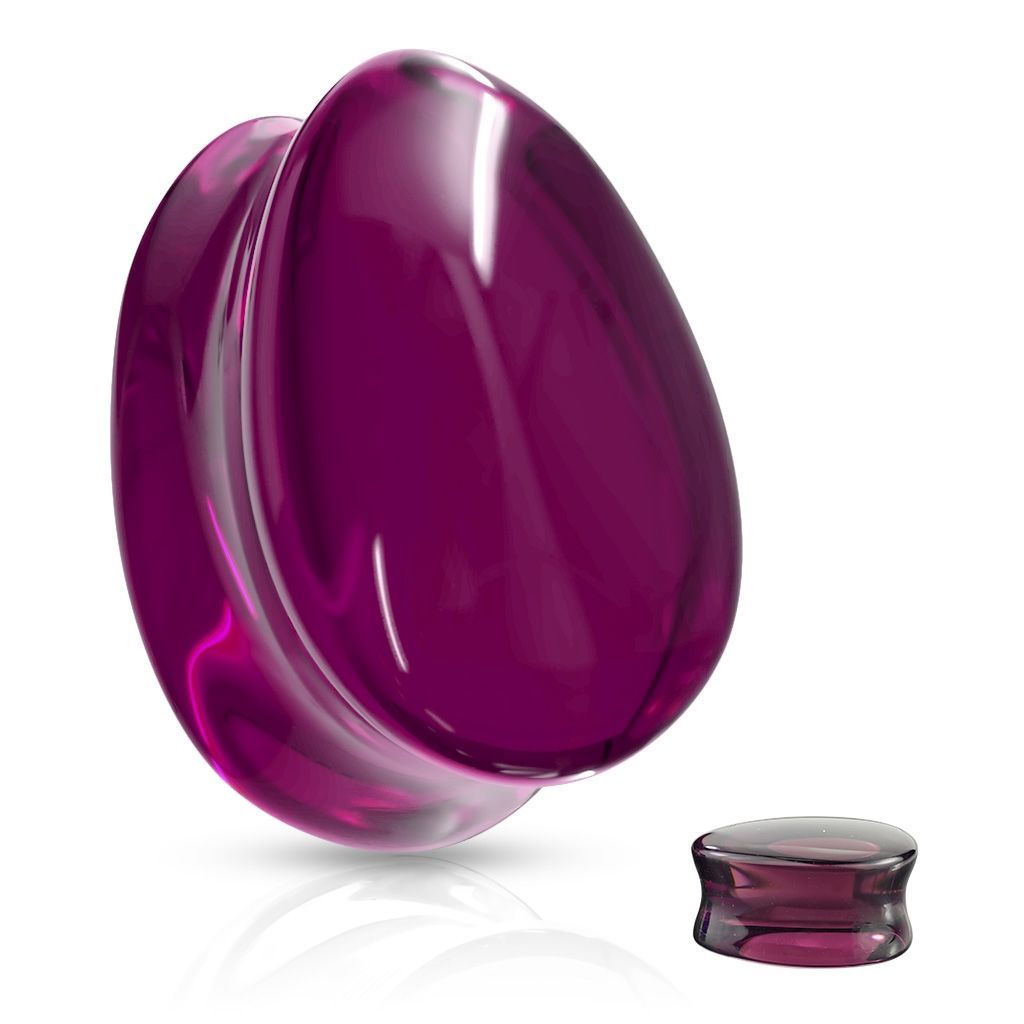 Levně Skleněný plug do ucha slza fialová (8 mm) - PL01247A-08