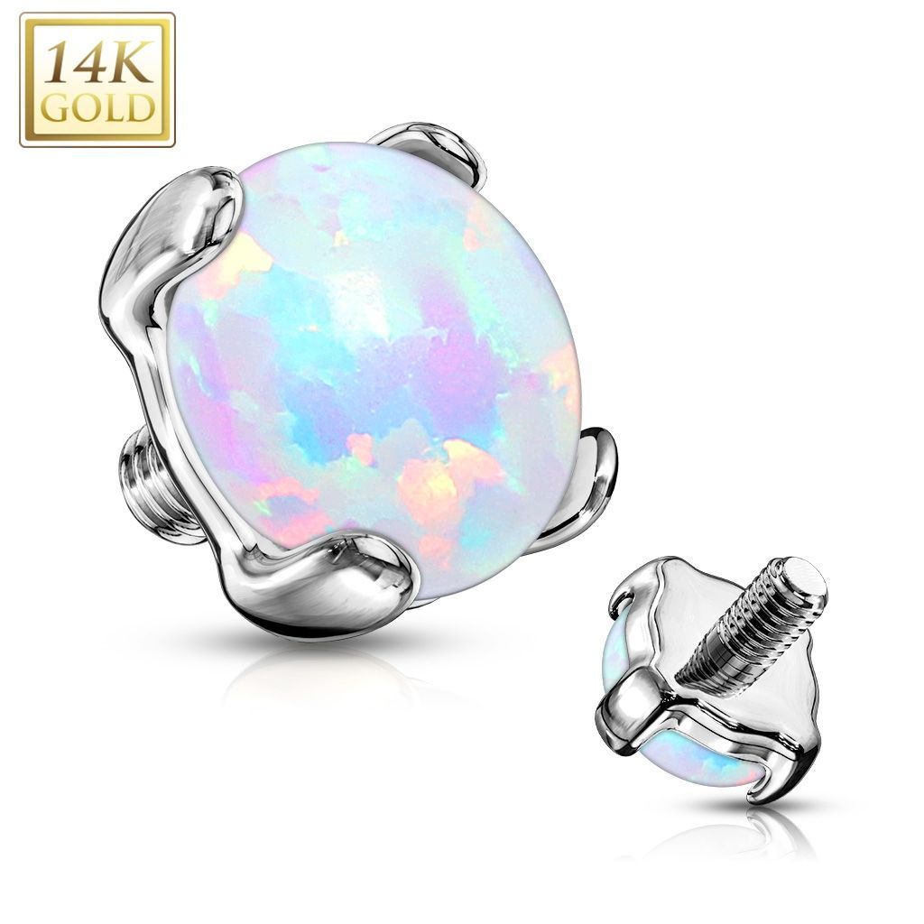 Levně Zlatý piercing - dermál opál, Au 585/1000 (0,10 g, 3 mm) - ZL01051-03-WG