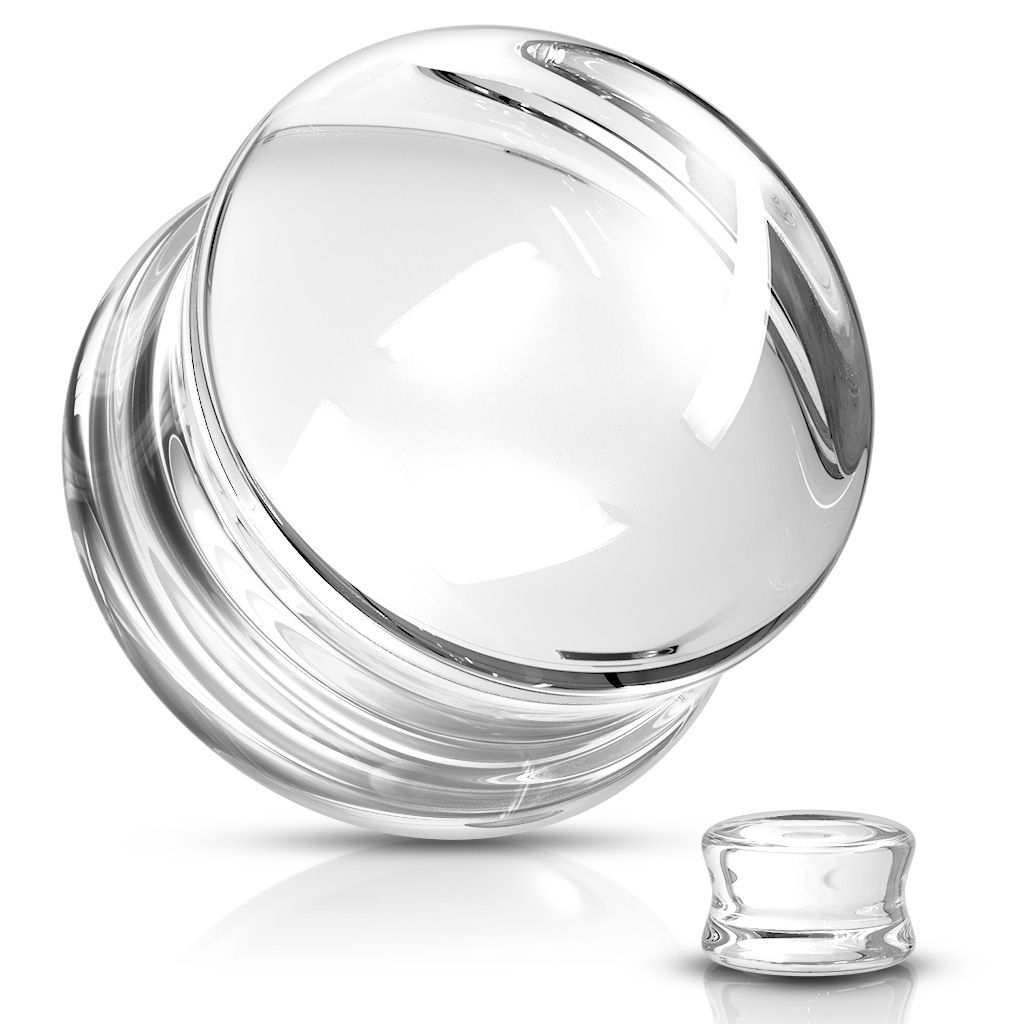 Levně Skleněný plug do ucha čirý (8 mm) - PL01250C-08