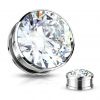 Šroubovací plug do ucha - čirý zirkon (10 mm)