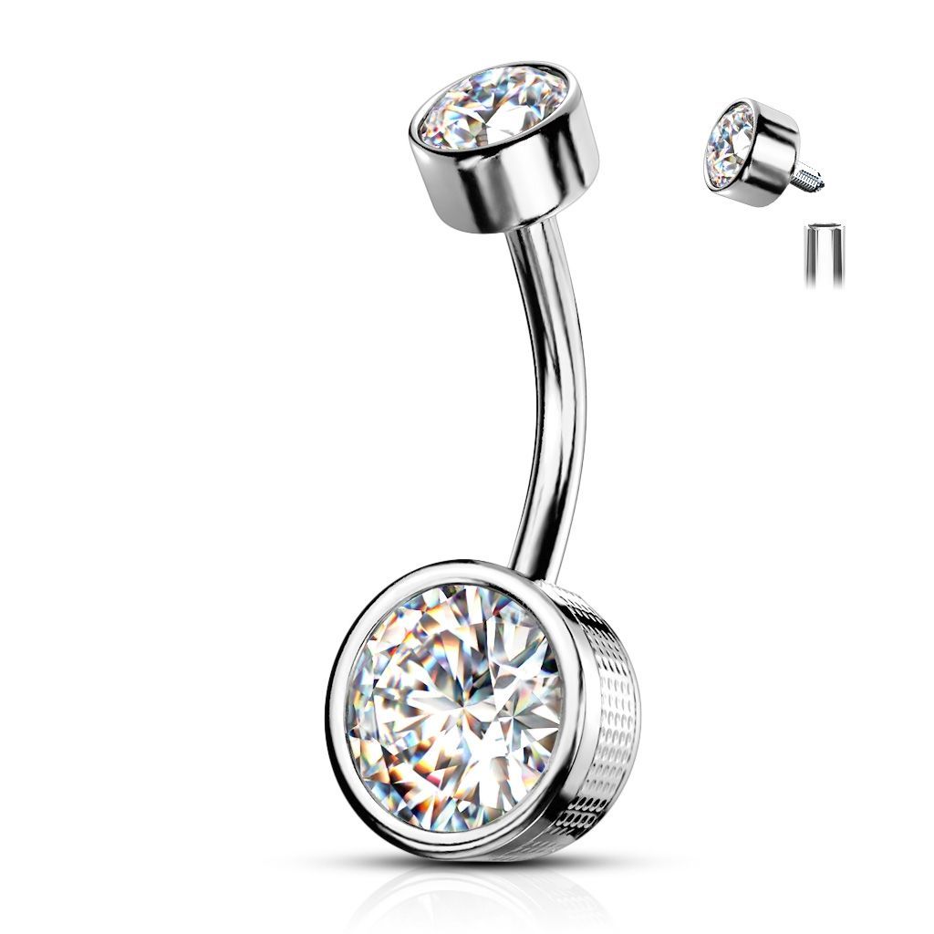 Levně Piercing do pupíku (čirá, 1,6 x 10 mm)
