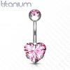 Piercing do pupíku srdce - TITAN (červená)