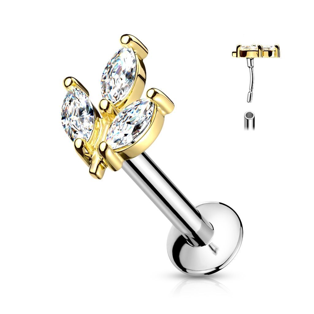 Levně S4U Piercing do brady - lísteček (žluté zlato) - LB1085-1208-GDC