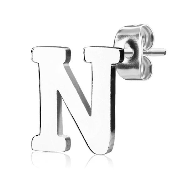 Levně S4U Ocelová náušnice 1ks - iniciála N - OPN1700-N