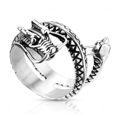 Pánský ocelový prsten - drak (60)