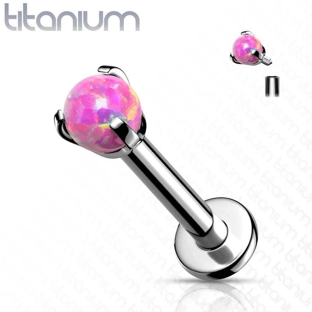 Levně Piercing do brady - labreta titan (růžová) - TIT1077-OP22