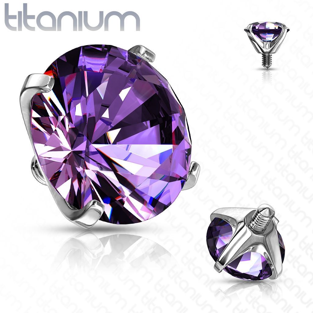 Levně S4U Náhradní kamínek k labretě TITAN, závit 1,2 mm, 3mm (fialová) - TIT1069-03TZ
