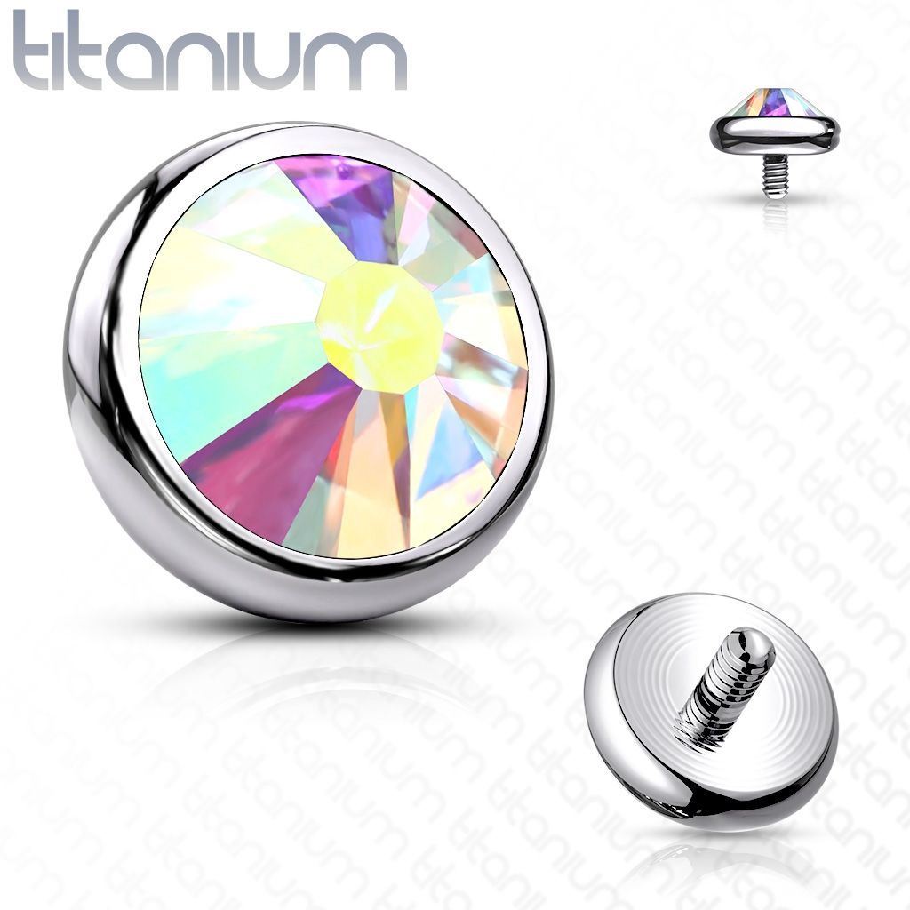 Náhradní kamínek k dermálu TITAN, závit 1,6 mm, 4mm (duhová) - TIT1078-04AB