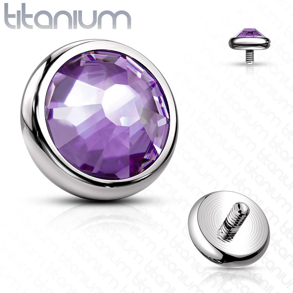 Náhradní kamínek k dermálu TITAN, závit 1,6 mm, 4mm (fialová) - TIT1078-04TZ