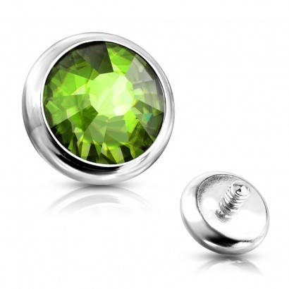 Ozdobný kamínek k mikrodermálu, průměr 4 mm, (zelená)