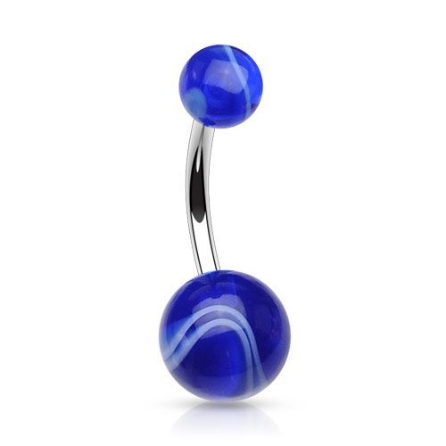 Levně Piercing do pupíku - banánek (modrá) - BA01015-B